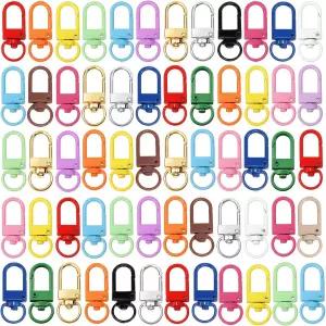 열쇠고리 걸쇠 클립 액세서리 벌크 60pcs 컬러 랍스터 집게 가방 참 회전 고리 공예 DIY 제작 용품