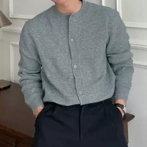 가디건자켓 남성 라운드넥 봄 가을 깔끔한 무지 니트 가디건