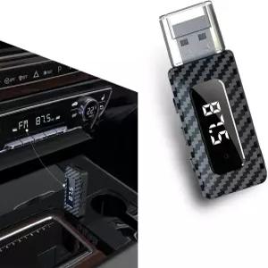 자동차용 MOXRUQ USB 블루투스 수신기 5.3 무선 오디오 어댑터 전원 공급 장치 3.5mm 보조 잭 FM+AUX 송신