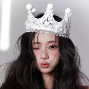  화이트 레이스 펠트 왕관 생일 파티 모자 촬영 소품 선물용