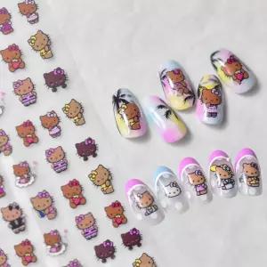 네일아트 귀여운 냥냥이 태닝키티 엠보 스티커 3종