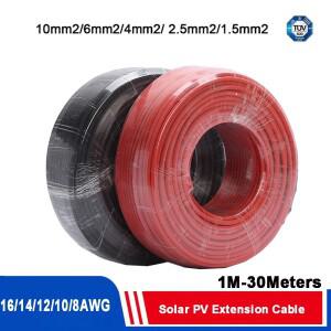 14/12/10 AWG 태양 광 발전 케이블 2.5mm2 4mm2 전지 패널 DC 확장 PV 시스템 용 검정색 OR 빨간색 구리 와
