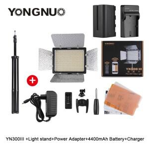 용누오 YN300 III 3200k-5500K CRI95 카메라  LED 비디오 조명 (AC 전원 어댑터  NP750 배터리  스탠드 키