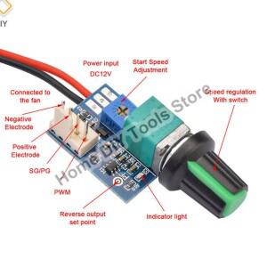 DC 12V PWM 속도조절기 팬 4선 컴퓨터 온도 제어 스위치PC CPU 냉각기 수동 정지용