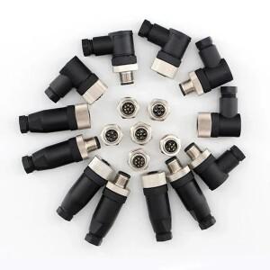 M12 Waterproof IP67 Aviation Plug Socket 4 5 8 Pin Hole Needle Male Curved Straight Screw Solderless