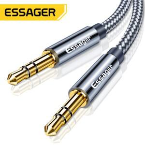 Essager Aux 케이블 스피커 와이어 3.5mm 잭 오디오 자동차 헤드폰 어댑터 남성 잭-잭 코드 삼성호환 샤오
