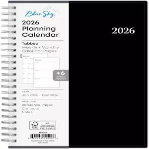 블루 스카이 2026 주간 및 월간 플래너 캘린더 2026년 1월 - 12월 5인치 x 8인치 유연한 커버 와이어바운드