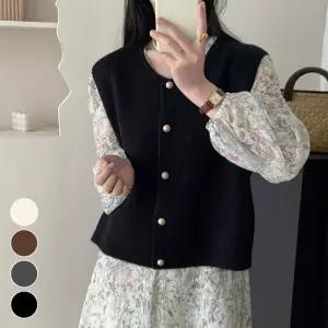 조끼 가디건 겨울 금장버튼 예쁜 여성 봄 가을니트조끼 여성베스트