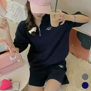 [텐바이텐][홍은]카라 반집업 영문 레터링 반팔 반바지 상하의 세트
