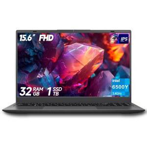 블루잉 15.6인치 노트북 컴퓨터 32GB RAM 1TB SSD 탑재 골드 6500Y최대 3.4GHz 1080P FHD IPS 디스플레이 타입C HDMI USB3.2 WiFi 블루투스 긴 배터리 수명 비즈니스 및 학생용