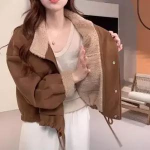 숏 페이크무스탕 퍼안감 아우터 점퍼 겨울 여자