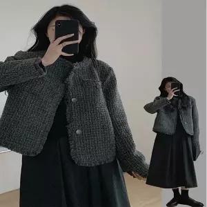 여름 반팔 자켓 재킷 블레이저 숏 모직 코트 여성 봄 가을 긴 태슬 가장자리 심플 스타일 겉옷 순수한 색상