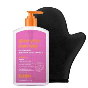 b.tan 베스트 클리어 셀프 태닝 젤 함께 퀵 금지 다크, 유어 전사 번들 키트 얼굴과 익스프레스 웨이 몸을 | - 글로우 나만의 어플리케이터와 위한 울트라 태너,
