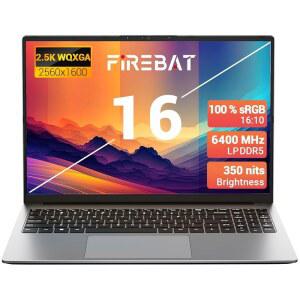 FIREBAT 노트북 16인치 QHD 2560x1600 AMD Ryzen6600H 16GB LPDDR5 6400MHz RAM 512GB PCIe SSD 120Hz IPS 디스플레이 sRGB 고속 충전 백라이트 키보드 학교/비즈니스/가정용 경량 금속 디자인