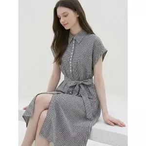 [하프클럽/]KARRA (77까지)클래식네이비체크원피스 벨트SET_A6M0750