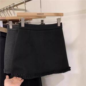원픽 여성 블랙 모직 스커트 빅사이즈 슬림핏 하이웨스트 A라인 힙업
