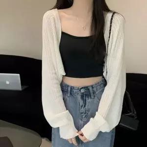 ONM 여성 펀칭 얇은 니트가디건 볼레로 가디건 숏가디건