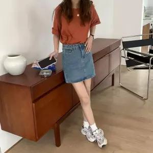 ONM 여성 진청 연청 심플 미커트 데님스커트 청스커트
