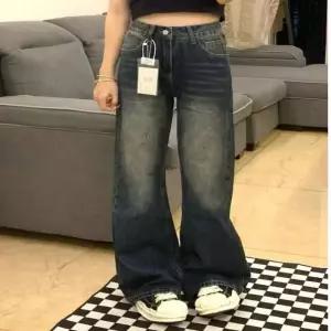 ONM 여성 흑청 하이웨스트 와이드 데님팬츠 부츠컷 청바지