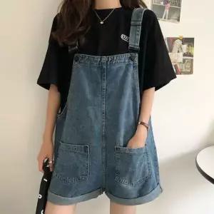 ONM 롤업 멜빵팬츠 밑단롤업 반바지 데님팬츠 앞뒤 빅포켓