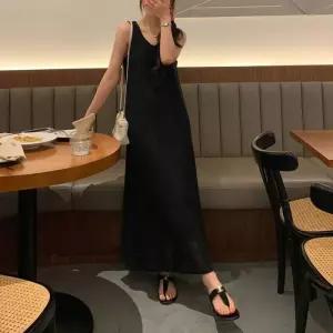 ONM 펀칭 레이스 로맨틱 H라인 나시 롱원피스