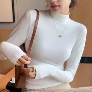 ONM 여리여리 회사원 골지니트 반폴라 티셔츠