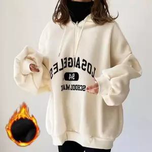 ONM 여성 기모 후드티 레터링 프린팅 반집업 캐주얼