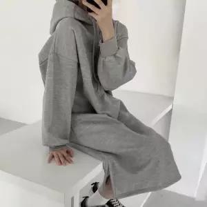 ONM 여성 캐주얼 가을 겨울 기모 후드 심플 무지 롱원피스