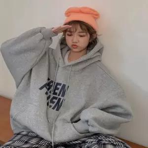 ONM 여성 2컬러 데일리 레터링 후드 티셔츠 겨울 기모안감