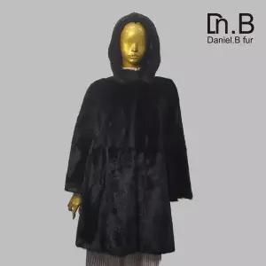 [하프클럽/] 천연 모피 밍크 후드 휘메일 롱 코트(DF1434COBKFR)