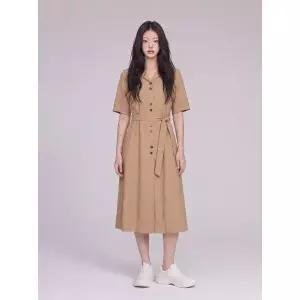 [하프클럽/올리비아하슬러]베이지 스티치 포인트 프린세스 라인 원피스 OHCM