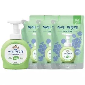 아이깨끗해 핸드워시 청포도향 용기 490ml 용기 1개+450ml 리필 3개_25206764