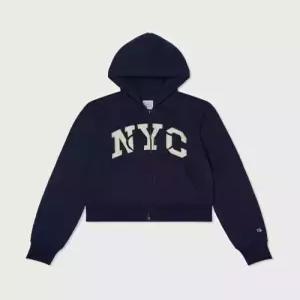 champion 여성 NYC 크롭 후드 집업 Navy