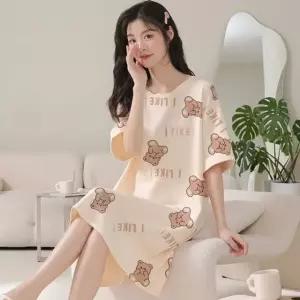 여름 반팔 홈웨어 원피스 브라캡 내장 잠옷 DS-1008673