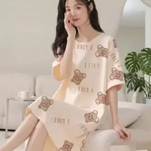 여름 반팔 홈웨어 원피스 브라캡 내장 잠옷 DS-1008673