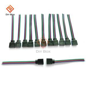무라식 5pcs 남성 여성 4pin LED 스트립 전구 케이블 커넥터 어댑터 와이어 RGB 램프 테이프 컨트롤러