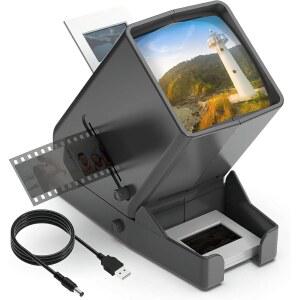 DIGITNOW 35mm 슬라이드 뷰어 3배 확대 및 탁상용 LED 조명 시청 배터리 작동 - 포지티브 필름 네거티브 4AA 포함