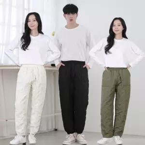 남녀공용 뉴 고주파 패딩바지 방한팬츠 조거 일자 누빔 겨울 남자 허리밴 추리닝 솜바지 작업복 한파대비