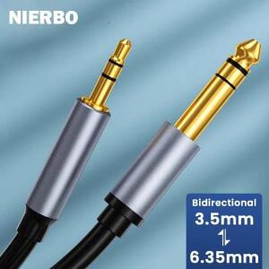NIERBO6.35 mm 1/4 수-3.5mm 1/8 수 TRS 양방향 스테레오 오디오 케이블 잭, 기타 아이팟 노트북 스피커 앰