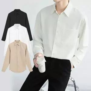 [모로엠]남성 오버핏 카라 포켓 긴팔 셔츠 ON-SHA-QWFFFFJ2