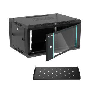 MT-VIKI 6U 벽걸이 서버 캐비닛 네트워크 랙 통풍형 인클로저, 두께 0.8mm, 깊이 17.7인치(450mm), 19인치 IT 장비, 1pcs 10인치 깊이 랙 선반 포함