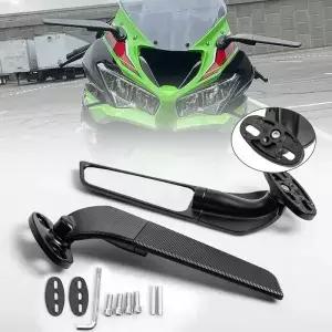 KAWASAKI NINJA 300 250 400 650 H2 H4 수정 된 오토바이 2PCS 백미러 윈드 윙 조정 가능한 회전 사이드
