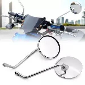 범용 10mm 오토바이 백미러 스쿠터 크롬 라운드 사이드 미러 스즈키 GN 125 Yamaha Jog BWS 100 Vino