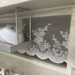 화사한 주방 창문가림막 레이스 짧은커튼 화이트북유럽풍인테리어 은은한디자인 고급스런 로맨틱한스타일