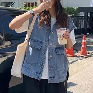 [셀러허브 패션][모드제니] 여성 캐주얼 오버핏 데님 조끼 슬리브리스 베스트 (39180672)