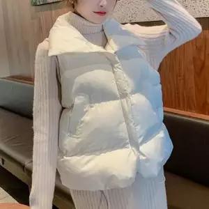 여성패딩조끼 경량패딩조끼 오버핏 밑단스트링 하이넥패딩조끼 여자