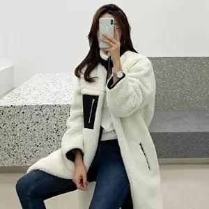 [셀러허브 패션]양털 후리스 롱자켓 여자 오버사이즈 패션룩 아우터 고급 (27739737)