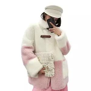 [셀러허브 패션]빅사이즈 인조 모조모피 FUR 겨울코트 배색여성아우터 고급 (27739867)