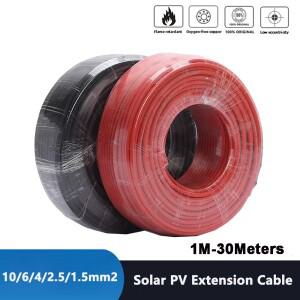 14/12/10 AWG 태양 광 발전 케이블 2.5mm2 전지 패널 DC 확장 PV 시스템 용 검정색 OR 빨간색 구리 와이어