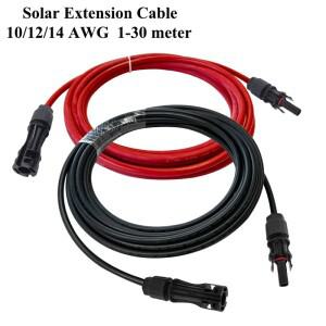 1쌍 태양 전지 패널 연장 케이블 구리 와이어 검정색과 빨간색 광 커넥터 PV 6/4/2.5 mm2 10/12/14 AWG